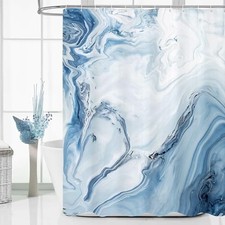 Marble Shower Curtain, Modern Ombre Fabric Cloth 72"W x 72"L Pack of 1 Blue