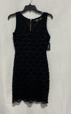 Guess Women's Black Textured Bodycon Sheath Dress Exposed Zip NWT Sz 2