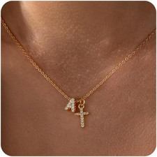 Cross Necklace for Women - 14K Gold Plated Cubic Zirconia Cross Pendant Necklace