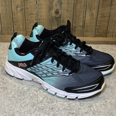 Women s Fila Cool Max Memory Foam Sneakers 5SR21366-009 Black/Turquoise Sz 8 VGC