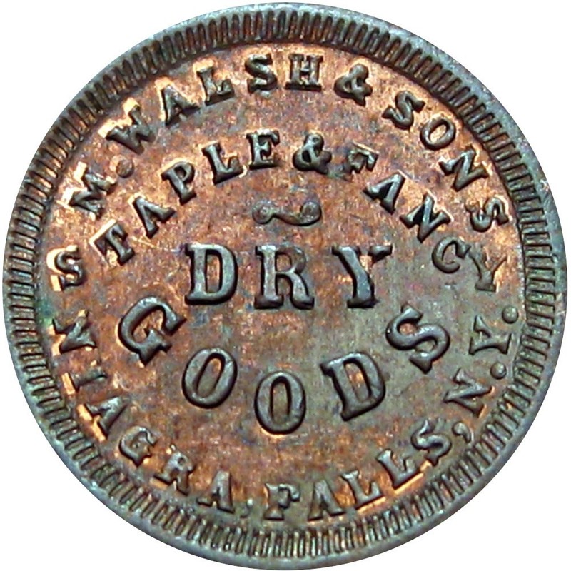 Niagara Falls New York Civil War Token Walsh & Sons Rare Single Merchant Town