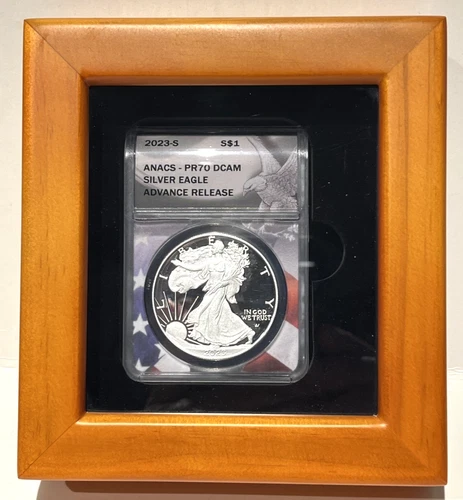 2023-S Proof American Silver Eagle Advance Release ANACS PR70 DCAM w/ Case