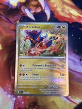 119 162 pokemon card Koraidon Holo Rare 119/162 Temp Colorless Primeval Battering (30x This attack does 30 damage for each of your Ancient Pokmon in play.) Fighting 119/162 - Koraidon EB Games