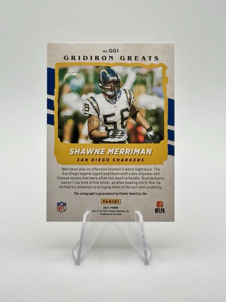 2021 Panini XR Shawne Merriman Gridiron Greats Auto Cracked Ice #GG1 - Image 2 of 2