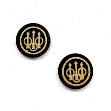 Rare 2 X Beretta Grip Medallions Hi-power Real Buffalo Horn Black Gold 12.5 Mm
