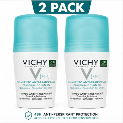 VICHY 48H Anti-Perspirant Roll-On Intense Perspiration Made in France | 2 X 50ml