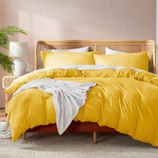 Yellow Duvet Cover Queen Size - Soft Double Brushed Queen Duvet Cover Set, 3 Pie