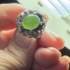 UNIQUE Vintage  BRUTALIST  Green  JADE ??Sterling Ring — photo 7