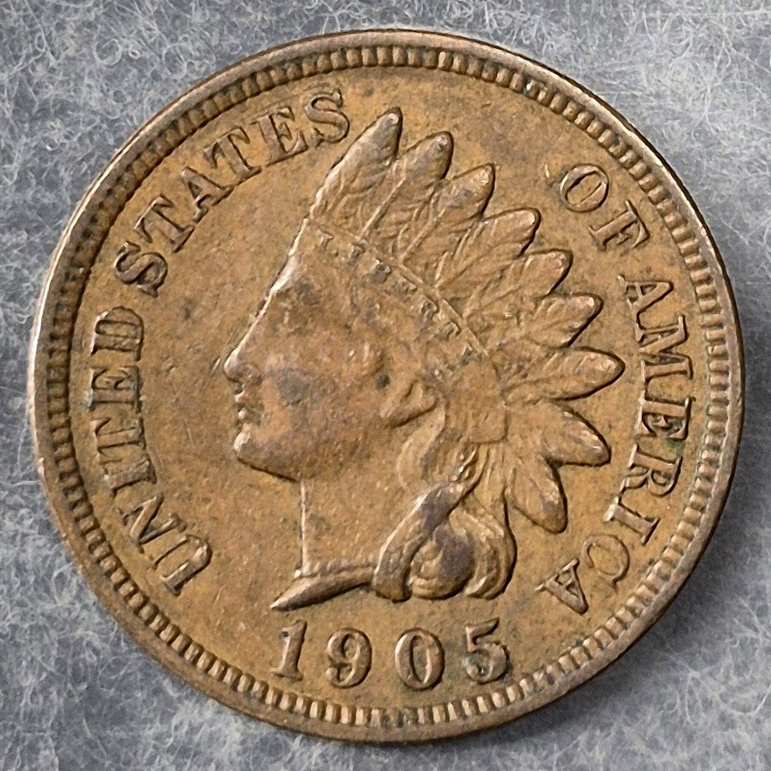 1905 Indian Head Cent Penny 1C XF+ Extra Fine 4 Diamonds Bronze Brown