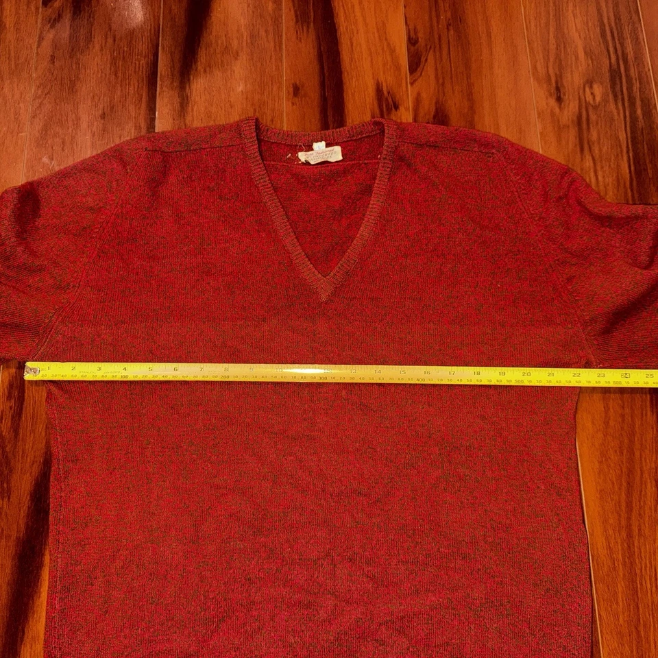 Suéter Hadley Cashmere Vintage Años 50 L Rojo Cuello en V 100% Cachemira EE. UU. WPL 10873 Foto 4 de 4