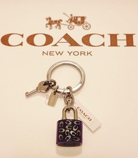 NEW COACH KEY RING WITH A PURPLE LOCK AND KEY WITH SIGNATURE C  s   F63985