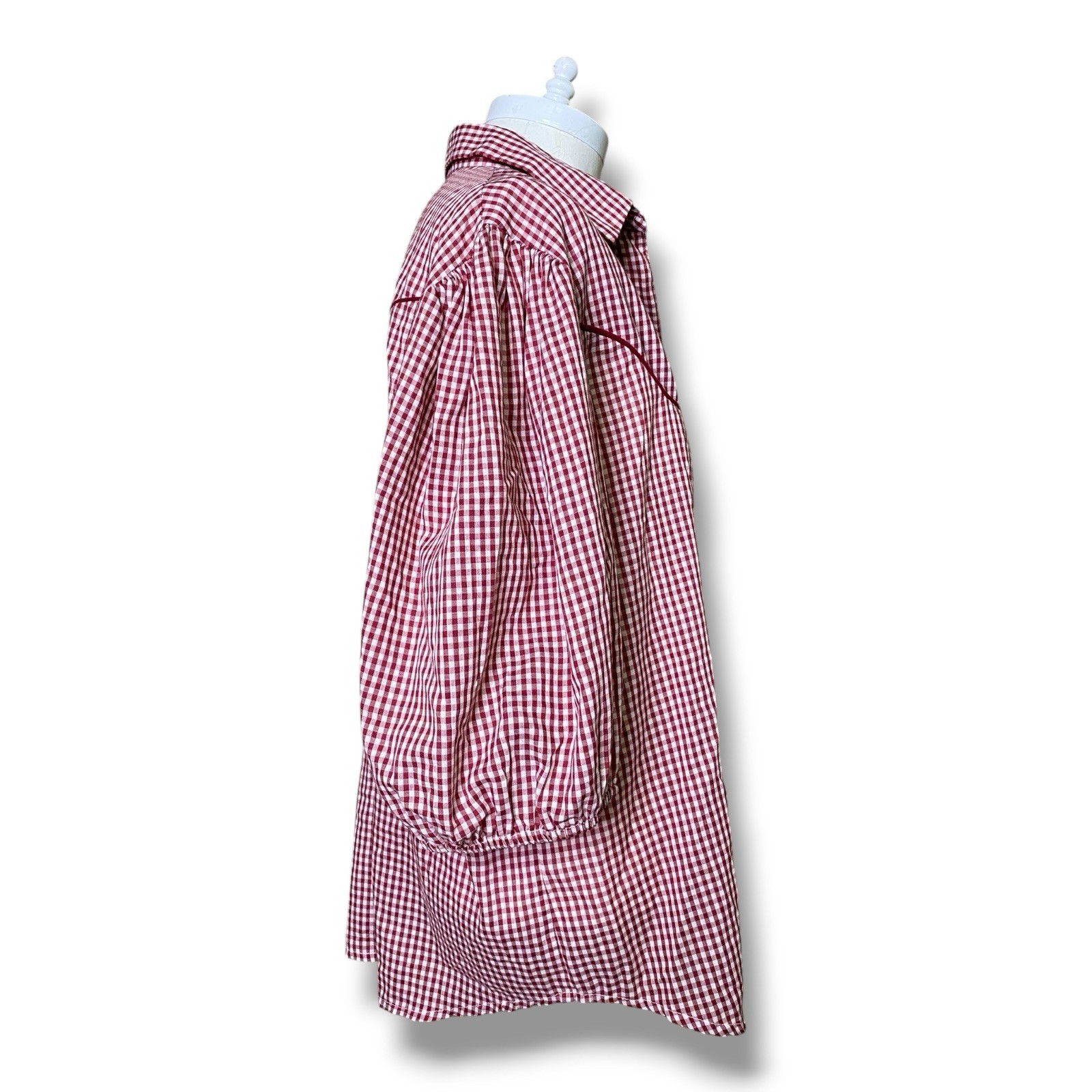 Vintage Jeri Bee Western Shirt Large Rockabilly Square Dance Red White Gingham