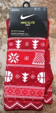 Nike Elite Basketball Crew Socks Men's 6-8 Women s 6-10 Medium Red Christmas New