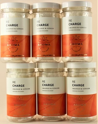 QTY 6 -  Bath & Body Works Aroma RE-CHARGE ORANGE GINGER Shower Steamer 4.8oz