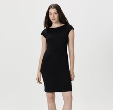 Quince Ultra-Stretch Ponte Cap Sleeve Sheath Dress Black Small Office Chic NWT
