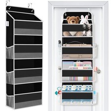 WISELIFE Over The Door Organizer Storage 4 Shelves Large 4-Tier, Black