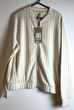 SOYA CONCEPT - PINSTRIPE ZIP SWEATSHIRT - SIZE M - CREAM