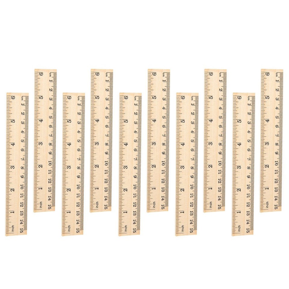 10 Pcs Wood Straight Double Scale Rulers Wooden Measuring Rulers for ...