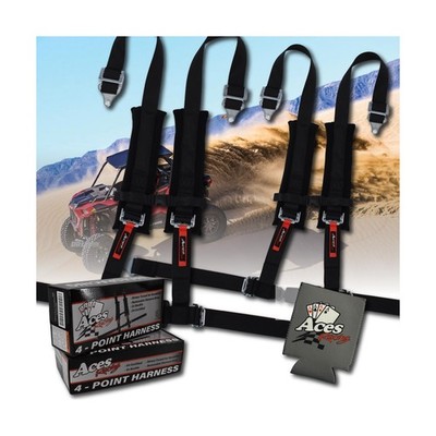 AAAA Aces Racing 4 Point Harness - 2  Padding Black (Pair)