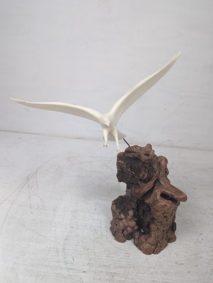Vintage John Perry Eagle in Flight Burl Wood Pellucida Sculpture 12'' Wingspan 