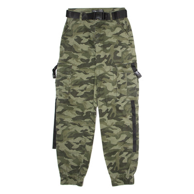 FB SISTER Damen Cargohose Umschlag Tarn Camouflage Regular Tapered Grün W26 L28