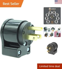 Commercial Grade 15A NEMA 5-15P Black 10-Pack Right Angle Plug Connectors