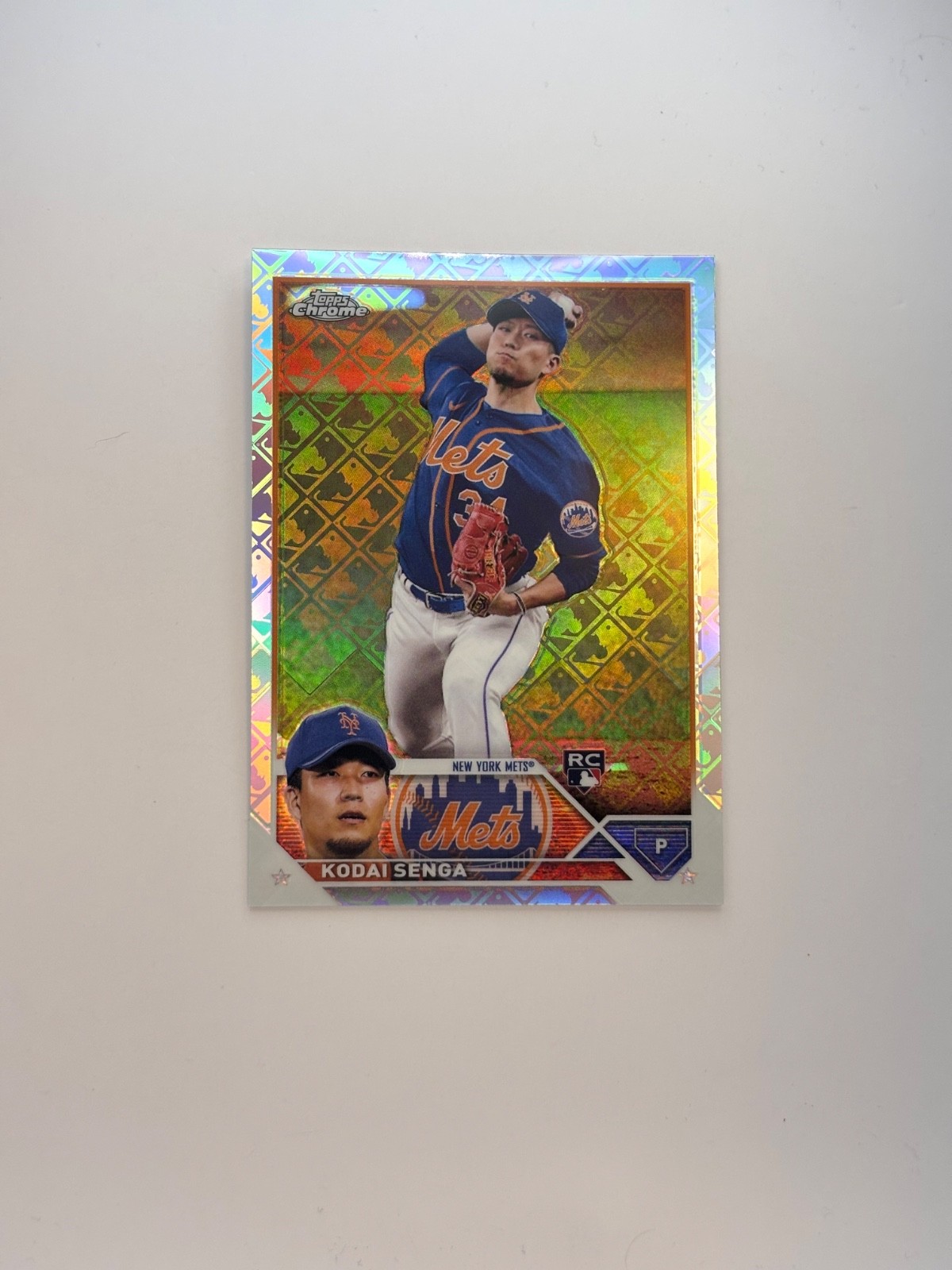 Kodai Senga Rookie RC 2023 Topps Chrome Logofractor Card #217 New York Mets