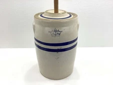 Vintage 2 Gallon Stoneware Butter Churn Marked with a Crown & ‘3’
