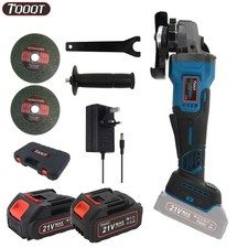 100mm 21V Cordless Angle Grinder Brushless with 2 Batteries & UK Charger & Discs