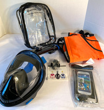WSTOO Black/Blue Full Face Snorkel Mark  waterproof phone case Floatage Vest
