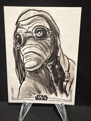 Topps Star Wars Bravaisian (Mundiuri) Sketch (The Force Awakens) by Neil Camera