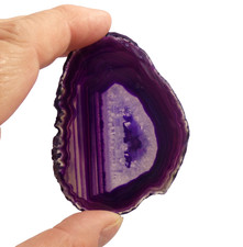 Banded Purple Agate and Quartz Geode Slice 7cm x 5cm Polished Brazil