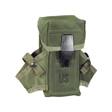 Genuine Issue Nylon Pouch fits x3 Magazines, with side pockets, OD, Made in USA