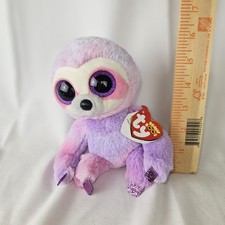 Ty Beanie Boos Dreamy Sloth 6" Stuffed Plush Toy Purple Eyes Pink WITH TAG