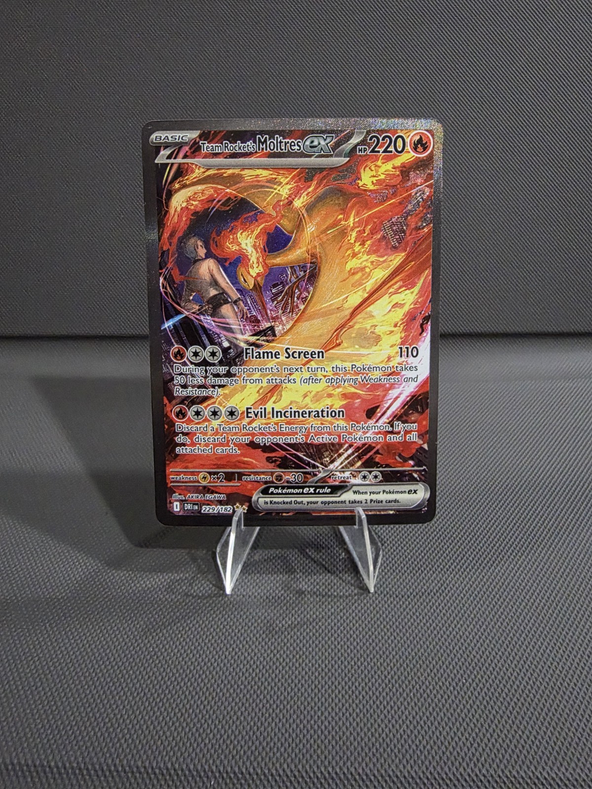 Team Rocket's Moltres ex 229/182 Destined Rivals Pokemon Holo NM