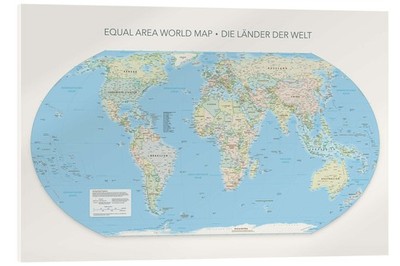 Acrylglasbild Equal Area World Map, Länder der Welt