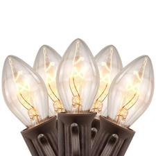 25 Count Clear C7 Christmas Lights 24 Ft. Brown Wire