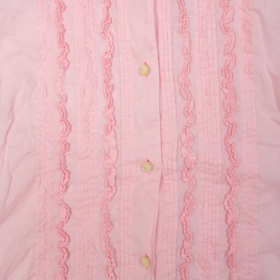 Lauren Ralph Lauren Petite Sleeveless Blouse Pink Ruffle Pearl Button Top PS - Image 4 of 4