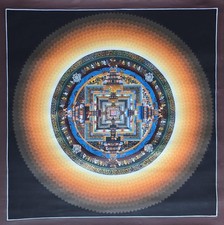 Kalachakra Mandala Tibetan Hand-Painted Thangka Painting (19.5" x19. 5") (D4T38)