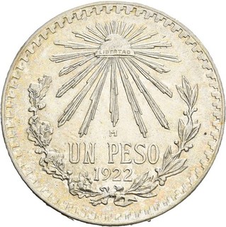 Künker: Mexiko 1 Peso 1922 M Silber