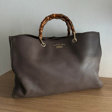 Gucci Bamboo Shopper Leder Grau Bambusgriffe ...