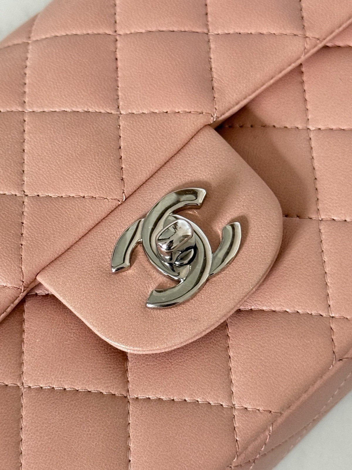 Chanel Classic Single Flap East West Bag Silver Hardware Lambskin AUTHENTIC image 6