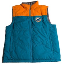 Chaleco acolchado reversible Miami Dolphins para hombre XL gris naranja aguamarina NFL