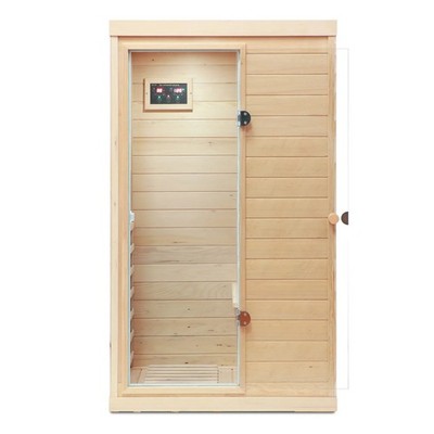 One Person Infrared Sauna Indoor Hemlock Wood 1050W Bluetooth LCD US Plug