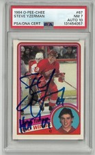 1984 O-PEE-CHEE #67 Steve Yzerman Rookie Card PSA 7 Auto 10 with HOF Inscription