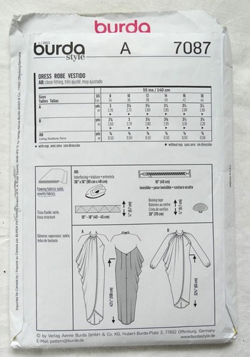 BURDA UNCUT SEWING PATTERN 7087 - DRESS IN 2 STYLES EUR SIZES 34-44 - Picture 2 of 2