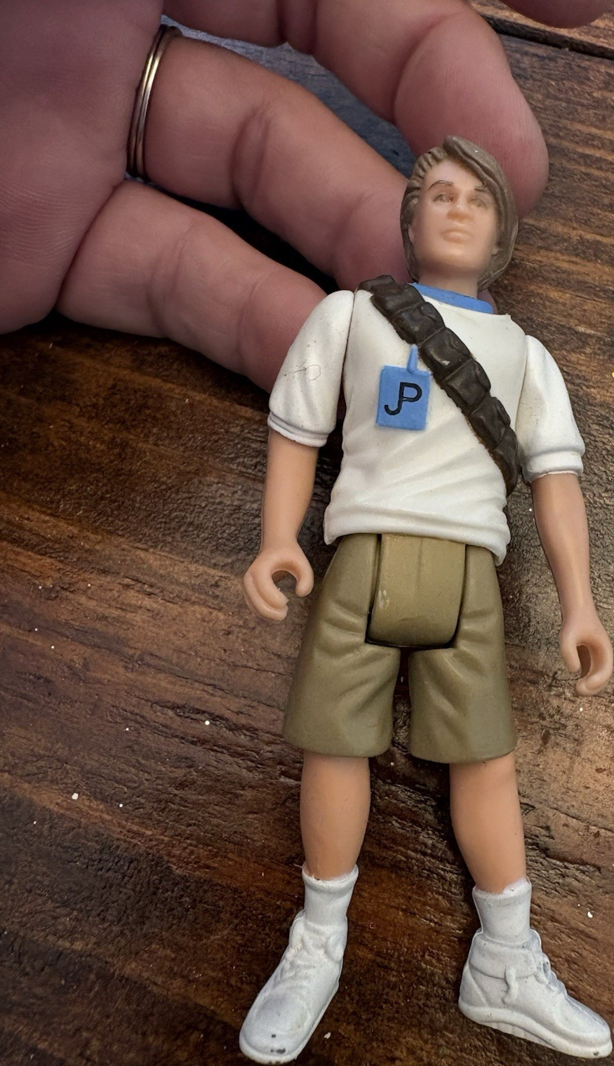 Articulated Boy Action Figure White Shirt Khaki Brown Shorts Plastic Toy