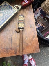 Vintage Colorful Tibetan Prayer wheel w/ turquoise & Coral 10.5 Inches