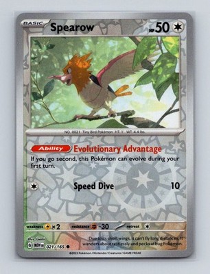 Spearow 021 2023 Pokemon Scarlet & Violet MEW 151 Reverse Holo Card NM+