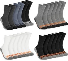 Timberland Pro Work-Focused Cushioned Moisture Control Crew Sox 6-Pair, Sz 9-12